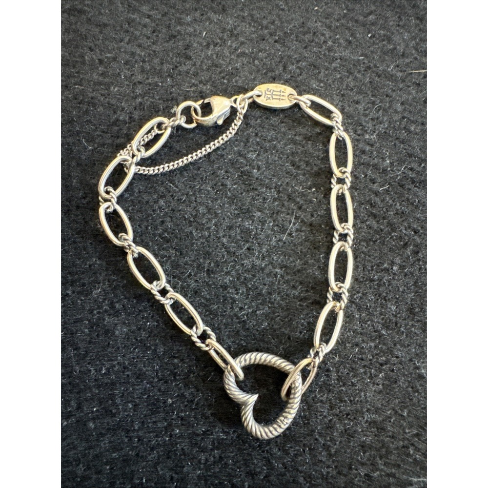Retired James Avery Sterling Silver Heart Link Bracelet JA Hallmark 6.5"-7"